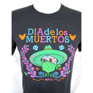 Austin FC Los Verdes ATX Dia De Los Muertos Black T Shirt Adult Sz M